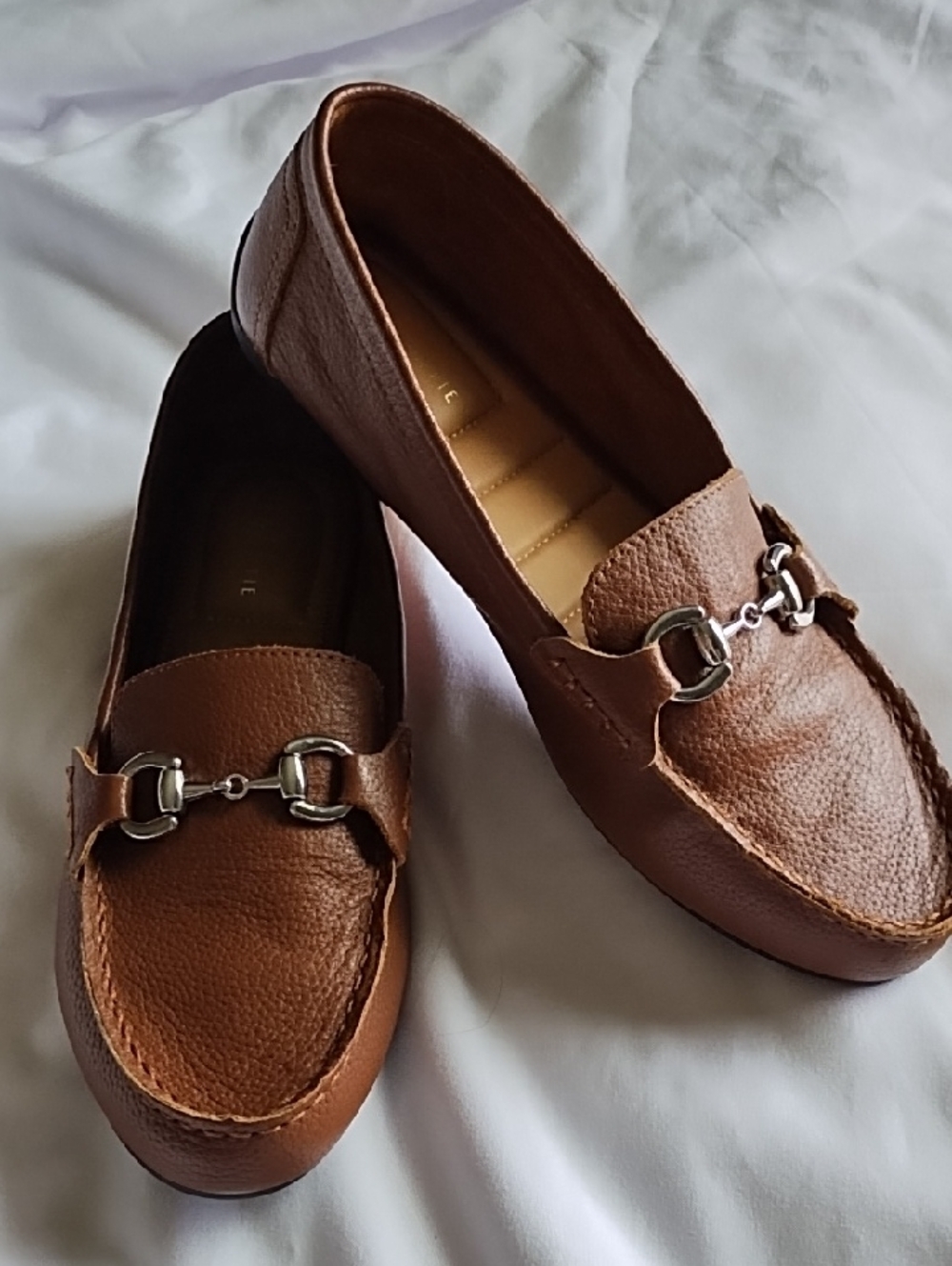 Kelly & Katie Tan Brown Leather Bit Loafers